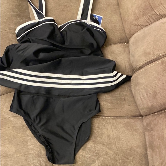 Black and White Shore Shapes Swimwear Swimsuit One Piece - Picture 3 of 6